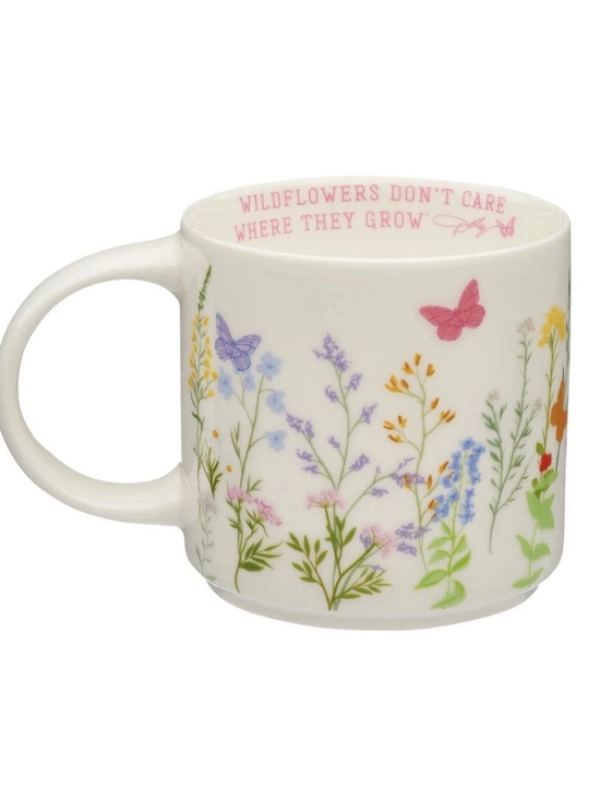 Dolly Parton Other - Dolly Parton White Ceramic Mug with Wildflower and Butterfly Print